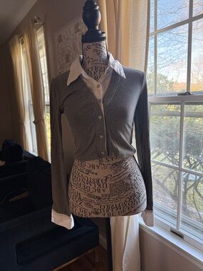 PINKYOTTO New York  Ribbed Button-Front Women's Top with White Collar